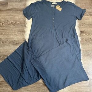 NWT Natural Life Womens Oversized Jumpsuit Linen Blend Size S/M Wide Leg Resort